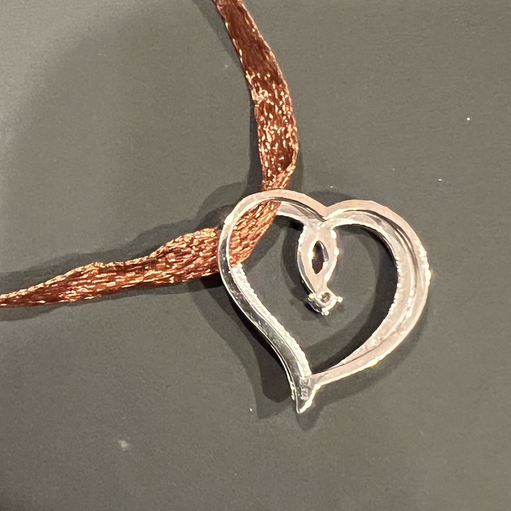 NIB ANGARA STERLING SILVER HEART WITH DIAMOND ACCENT EARRINGS AND PENDANT SET - Picture 7 of 10